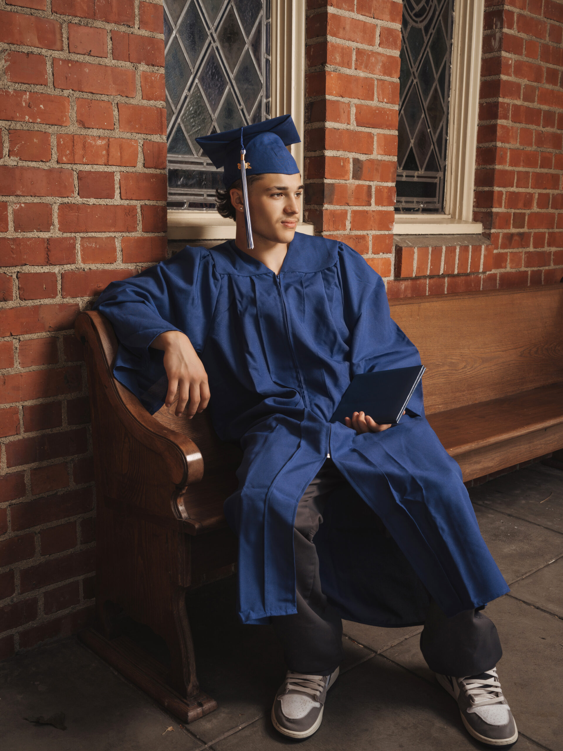 Elegant graduation portrait session, senior photos with cap and gown in Northern California