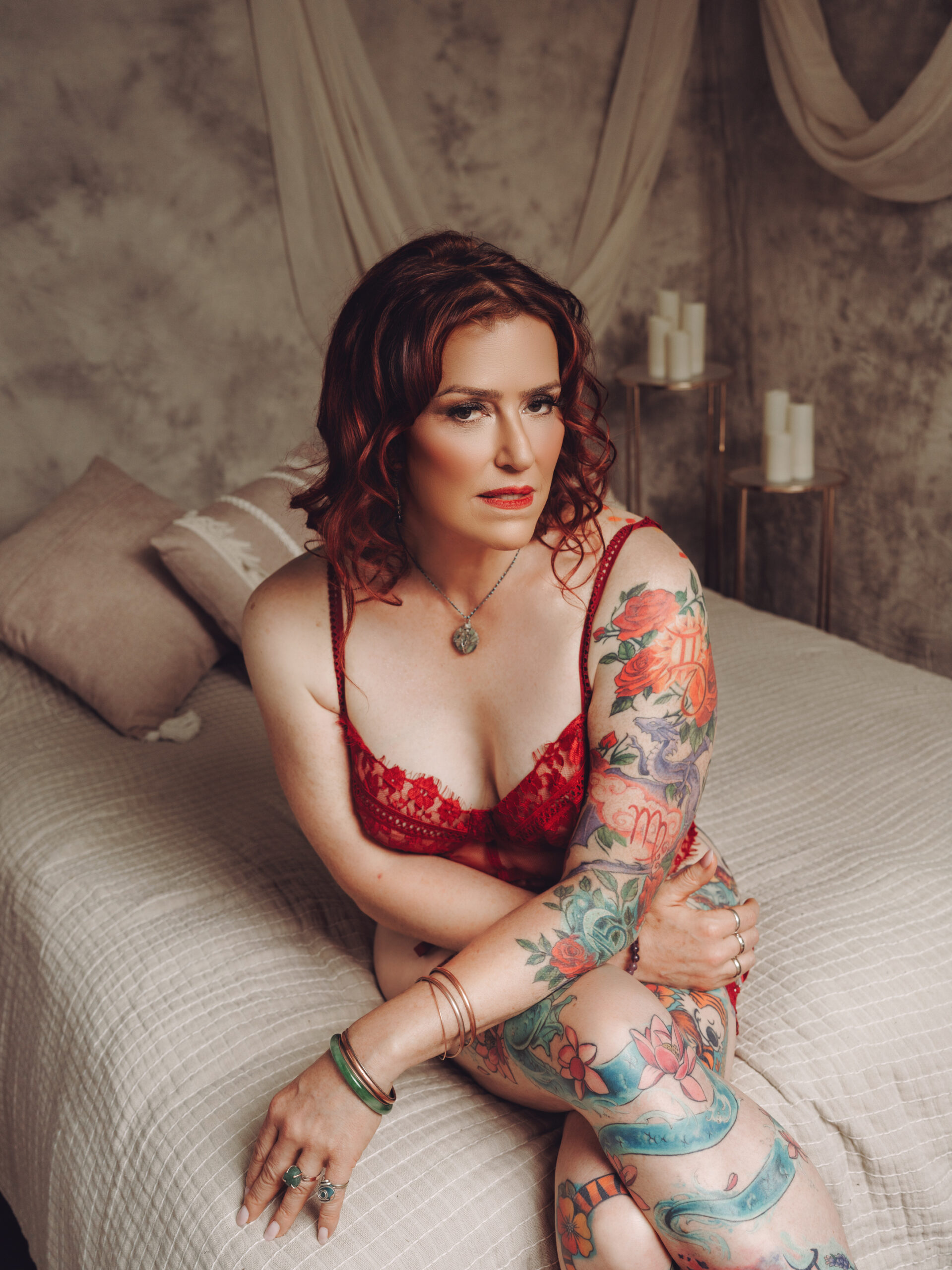 Elegant boudoir portrait in private Northern California photography studio near Downtown Stockton